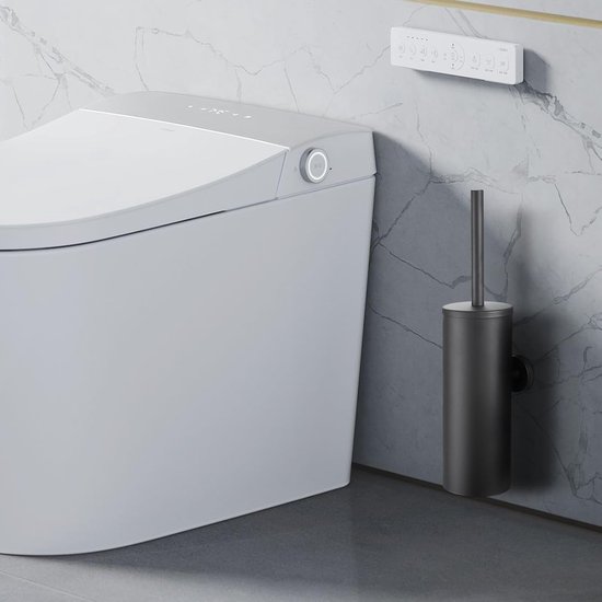 Wc-bürste Mit Halterung – Wc-bürstenhalter – Wandmontierter Wc-bürstenhalter – Wc-zubehör – Schwarz – 38 X 9 X 9 Cm – Edelstahl