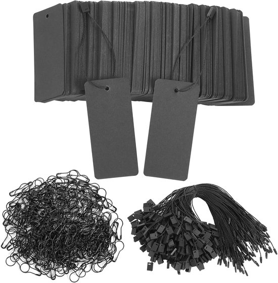 300 Sets Schwarze Preisschilder Mit Kordel, Kleidungsetiketten Mit Sicherheitsnadeln, Schwarze Papieranhänger Für Geschenke, Kleidung, Bastelarbeiten, Präsentationen/kleine Geschenke