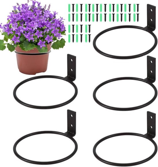 Allecto Plus - 6-teiliges Set Wandblumentopfhalter Für Garten Und Balkon - Faltbare Wandblumentopfhalter In Schwarz (10 Cm)