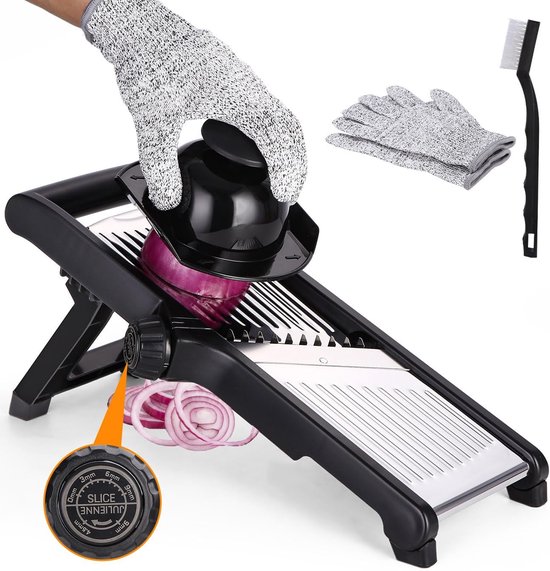 Gemüsehobel Mit Mandoline – Küchengemüsehobel – Perfekte Schnitte – 5 Einstellbare Schnittstärken – 1–9 Mm – Schwarz