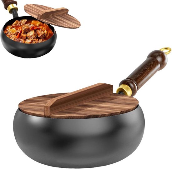 Handgeschmiedete Japanische Antihaftpfanne 24 Cm Unbeschichteter Edelstahl Geeignet Für Offenes Kochen Gasherde Und Induktionskochfelder Schwarz