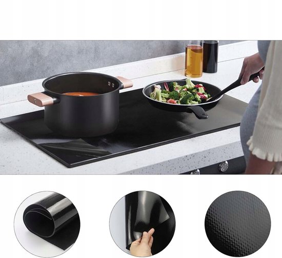 Silikon-induktionskochmatte – Ölabweisende Matte – 52 X 61 Cm – Schwarz – Fiberglas-silikon – Leicht Zu Reinigen