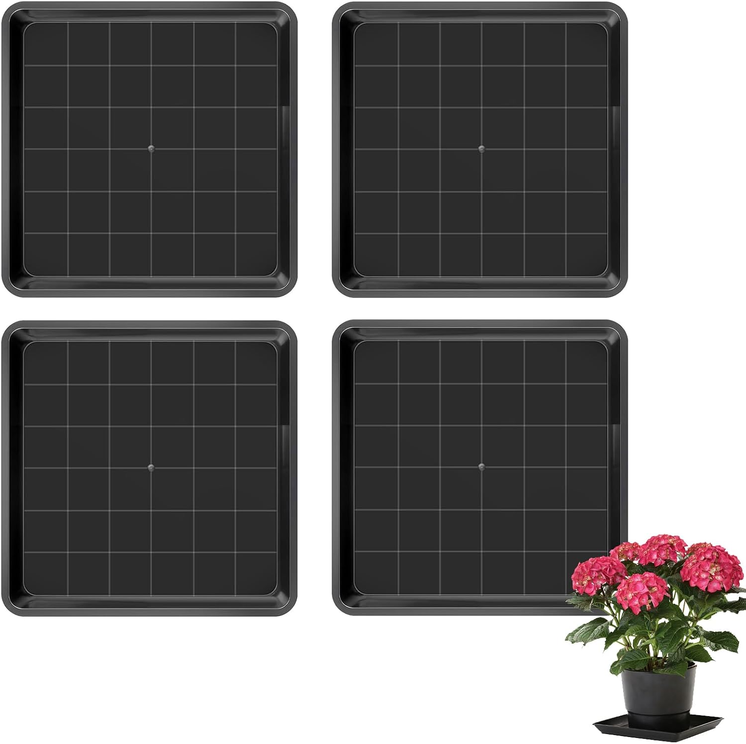 Stück Blumentopfuntersetzer 30 X 30 Cm Quadratische Pflanzgefäße Verdickte Kunststoff-blumentopfuntersetzer Für Drinnen Und Draußen Garten Balkon (schwarz)