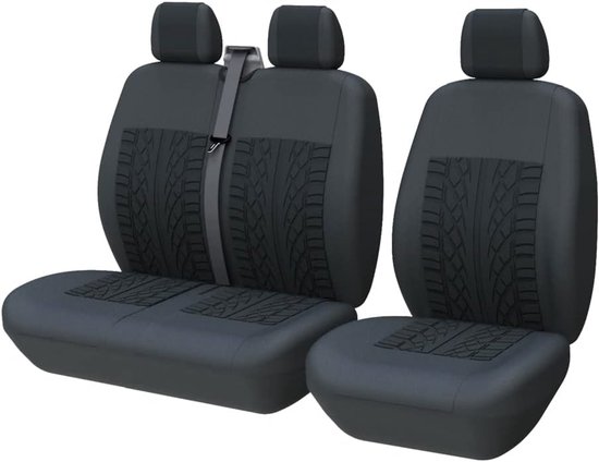 Universelle Sitzbezüge Für Lkw, Transporter Und Busse (2+1-konfiguration), Bezüge Für Einzel- Und Doppelsitze Vorne, 3d-druckdesign, Schwarz