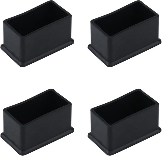 4 Stück – Tisch- Und Stuhlbeinschoner – Möbelgleiter Aus Pvc-gummi – Rechteckig – Fußkappen – 3 X 6 Cm – Schwarz