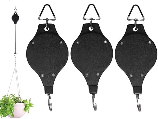3-teiliger Pflanzenhänger, Blumenhaken, Verstellbarer Vogelhaushänger, Schwarz