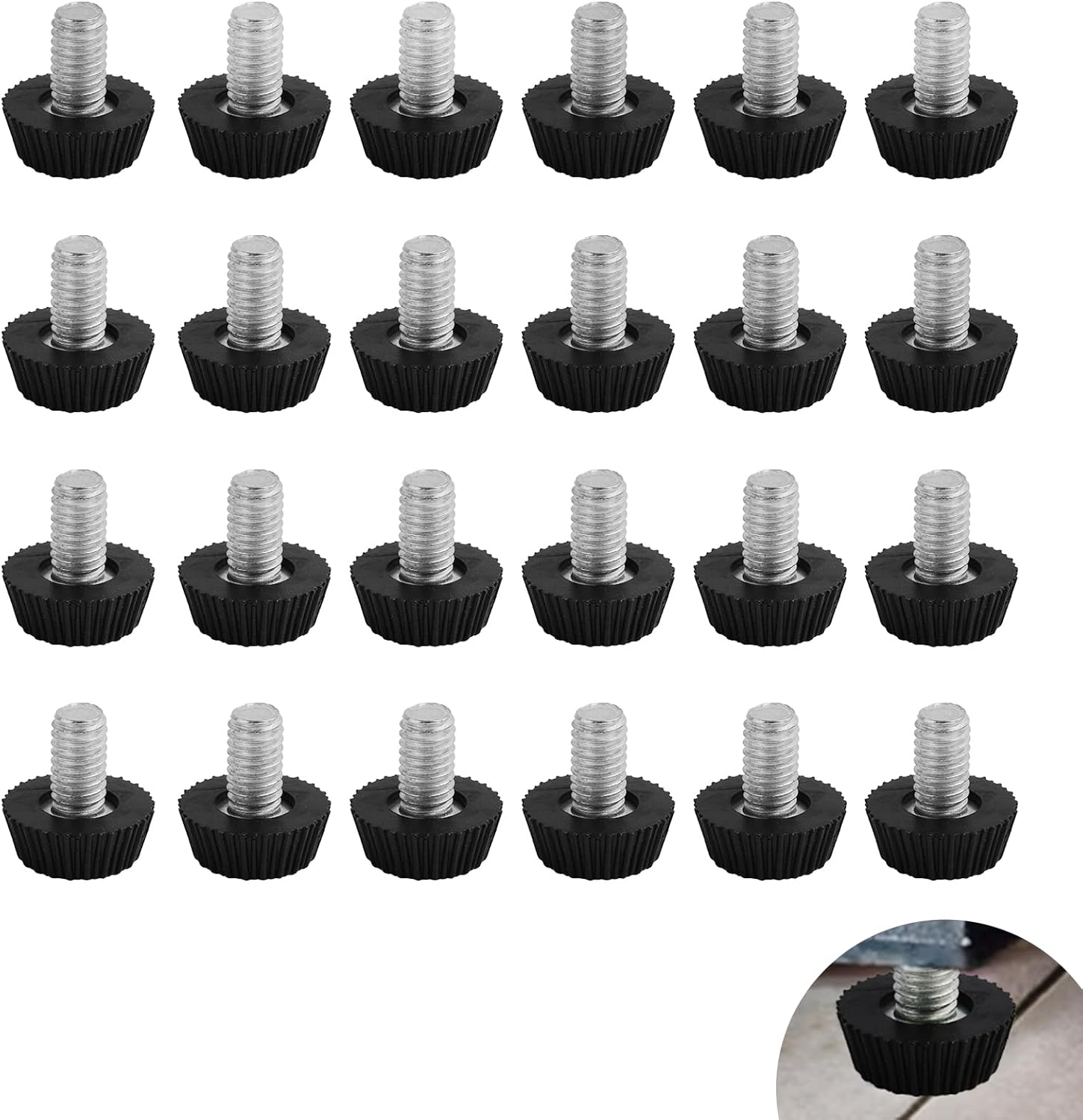 24 Verstellbare Nivellierfüße M6 X 9 X 16 Mm Für Möbel, Schutzgleiter Für Tische, Stühle Und Geräte, Rutschfeste Und Feuchtigkeitsbeständige Unterseite, Einfache Montage