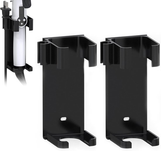 Wandhalterung Für Lockenstab – Haarstyling-organizer – Badezimmeraufbewahrung – Kein Bohren Erforderlich – 2-teilig – Schwarz