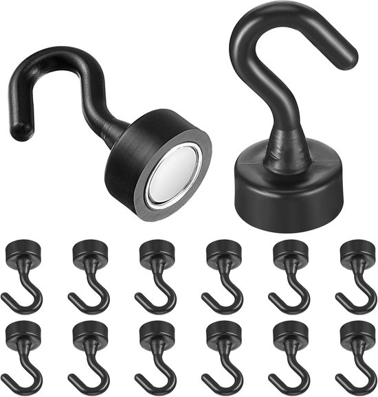 12 Stück Magnethaken – Mini-magnethaken Zum Aufhängen – Schwarze Kleine Magnethaken Für Den Kühlschrank – Kleine Haken Für Klassenzimmer, Büro, Küche