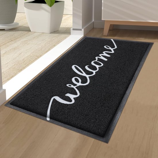 Dailygoods Homaxy Fußmatte Für Drinnen Und Draußen, Rutschfest, Schmutzabweisend, Waschbar, 40 X 60 Cm, Schwarz