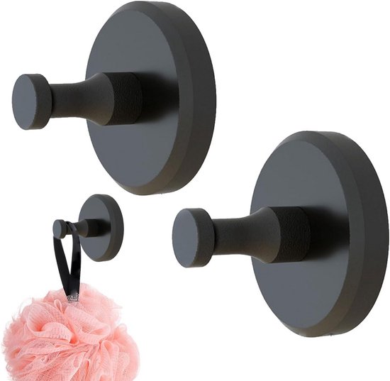 2 Extra Starke Saugnapfhaken, Schwarz, Für Dusche Und Badezimmer – Edelstahl