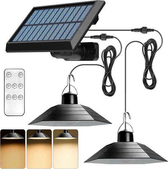 Solarlampe Für Den Innen- Und Außenbereich – Doppelkopf – Schwarz – Mit Fernbedienung
