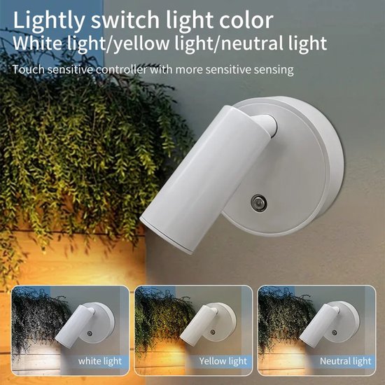 Wiederaufladbarer Led-spot Mit Usb-anschluss Magnetische Kabellose Wandleuchte Berührungsempfindliche Dimmfunktion Dreifarbige Beleuchtung Für 2