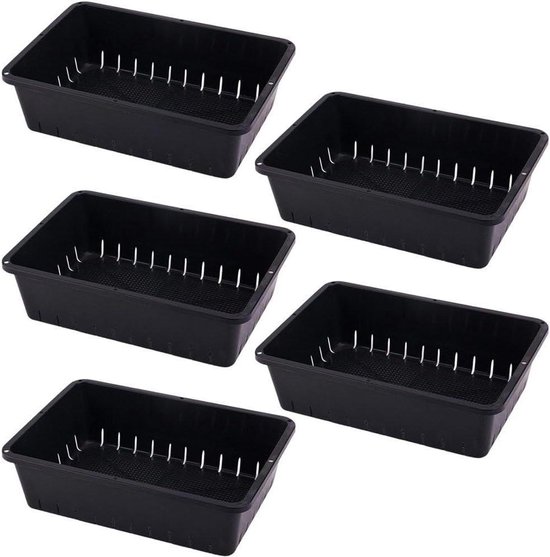 Anzuchtschalen-set – Anzuchtschalen – Für Jungpflanzen – Mit Abflusslöchern – 5-teilig – Schwarz