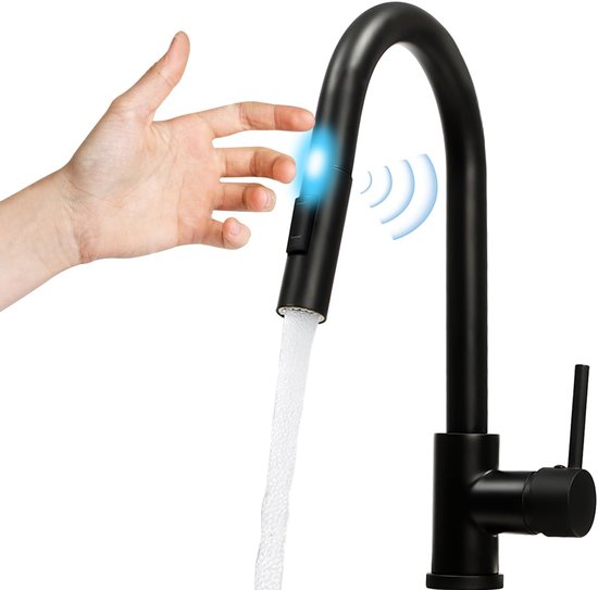 Berührungsempfindlicher Wasserhahn Schwarz Küchenarmatur Mit Ausziehbrause 360 Drehbarer Spültischhahn Einhebel-waschtischarmatur Küchenmischer 2 2