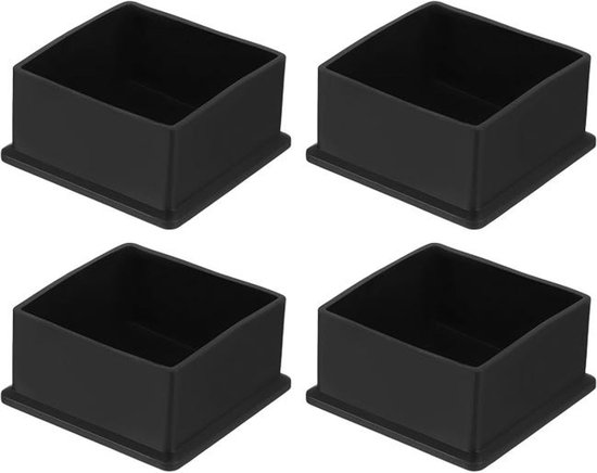 Set Mit 4 Quadratischen Stuhlbeinschonern, 60 Mm X 60 Mm Außendurchmesser, Schwarz Bodenschoner. Geeignet Für Tisch- Und Stuhlbeine.