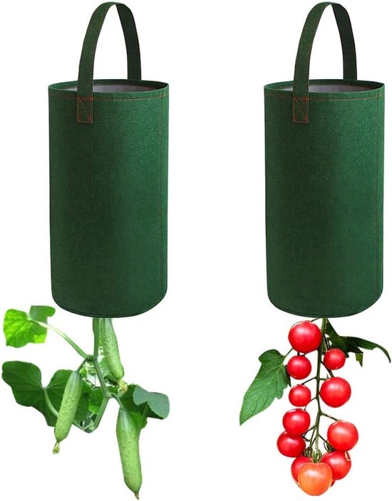 2er-set – Pflanzsäcke Aus Filz – Hängende Tomatenpflanzgefäße – Pflanzsäcke Für Blumen Und Pflanzen – Umgedrehte Pflanzgefäße – Schwarz