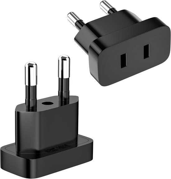 2er-pack Us-auf-eu-adapter Für Elektrogeräte, 250 V, Geeignet Für Deutschland, Max. 2200 W, Schwarz