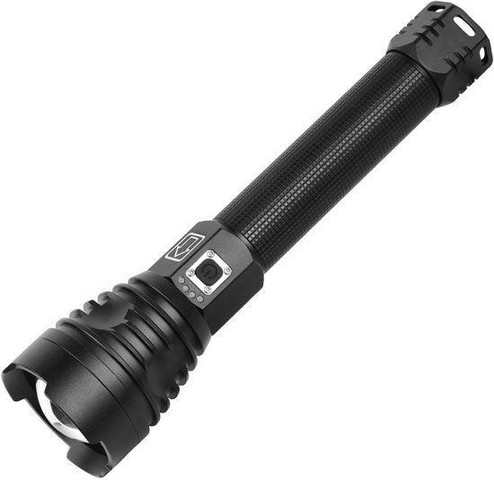 Wiederaufladbare Led-taschenlampe – Usb-anschluss, Mit Akkuanzeige, Hohe Leistung, Schwarz