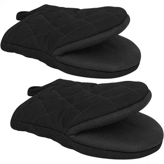 Hochwertiges Ofenhandschuh-set (2-teilig) – Hitzebeständig & Rutschfest Für Küche, Backen & Grillen Schwarz