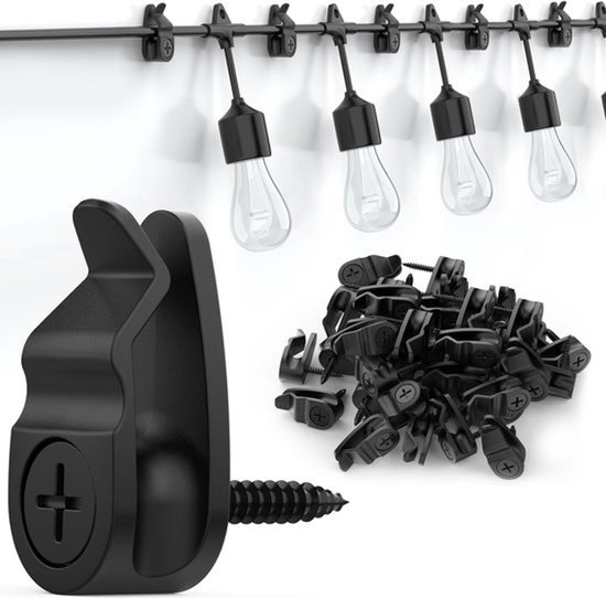 Außenbeleuchtungsclips, Wetterfeste Kabelhaken Zum Aufhängen Von Lichterketten, Weihnachtsdekoration – Schwarz, 32er-packung