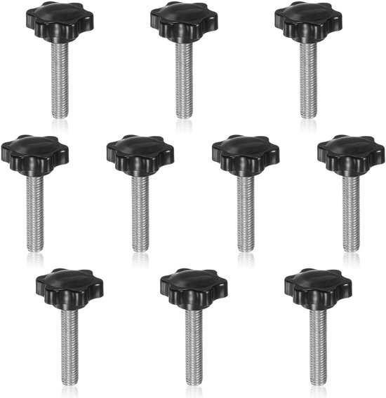 Sternförmige Handschrauben, M8 X 30 Mm, Kunststoffschraubenkopf, Für Möbelmontage Und Geräte, Ergonomisches Design, Für Heimwerker Und Techniker, Schwarz, 10 Stück