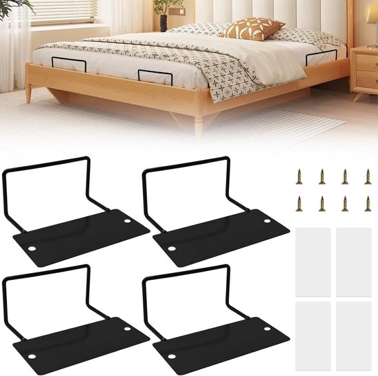 Matratzenhalterungsset – Bettklemmen – Stabilisiert Die Matratze – Rutschfest Mit Befestigung – 12 X 9,5 X 5 Cm – Schwarz