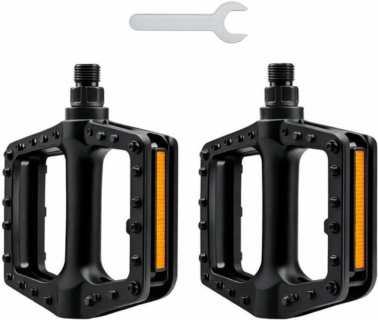 Fahrradpedale – Tretlagerset – Sicheres Radfahren – Mit Reflektoren – 9/16 Zoll – Schwarz