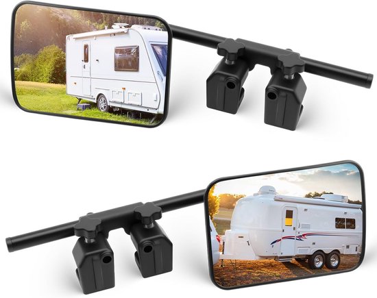 Wohnwagen-autospiegel – Universeller Seitenspiegel – Verbesserte Sicht – 360° Verstellbar – 2 Stück – Schwarz