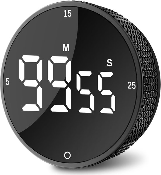 Digitaler Küchentimer Optische Zeitschaltuhr Großes Led-display Schnelleinstellung 3 Lautstärkestufen Magnetische Rückenlehne Küche Fitness Schwarz