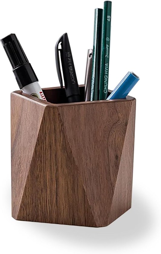 Stiftehalter Aus Holz – Organizer – Schreibtischdekoration – Aus Schwarzem Walnussholz