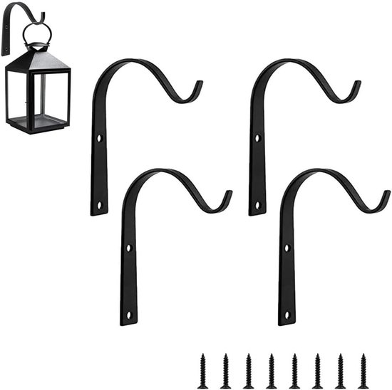 Hängehaken-set – Wandhalterungen – Hängedekorationen – Rostfreies Metall – 4-teilig – Schwarz