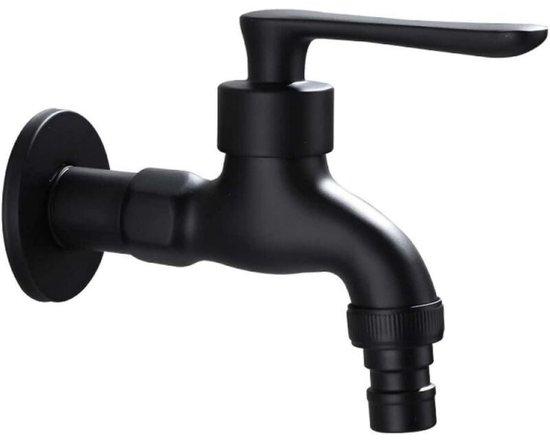 Retro Wandarmatur Aus Schwarzem Metall, Außenarmatur Mit 1/2" Auslass, Frostbeständiges Messing Mit Einzelanschluss, Schlauchdüse Für Gartenwasch