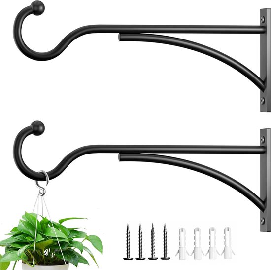 Wandhaken Für Den Außenbereich Zum Aufhängen Von Körben, Vogelfutterhäuschen Und Laternen – 28 Cm, Schwarzes Metall, 2er-set Für Garten Und Balkon