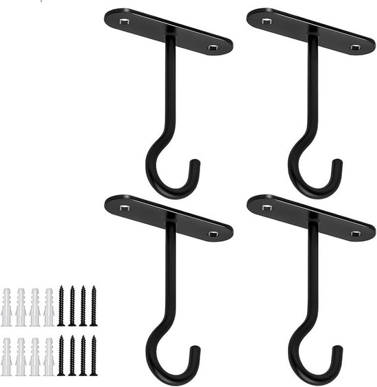 Set Mit 4 Hochwertigen Wandhaken Für Blumen, 10 Cm, Schwarz, Ideal Zum Aufhängen Von Pflanzen, Vogelfutterhäuschen Und Windspielen, Geeignet Für Den Außenbereich
