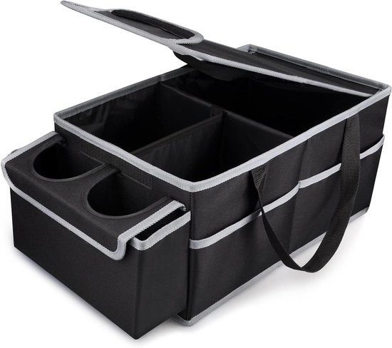Faltbarer Auto-organizer – Wasserdichter Autositz-organizer Mit Getränkehalter (schwarz)