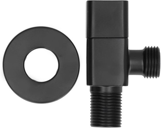 Allecto Plus – Wasserdurchflussregler Für Dusche Und Bad In Schwarz – Eckarmatur G1/2 Für Wc – Waschbeckenzubehör Mit Absperrventil