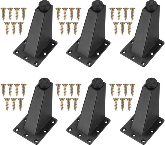 Dailygoods – Set Mit 6 Schwarzen Möbelfüßen Aus Aluminiumlegierung – Für Verschiedene Möbel
