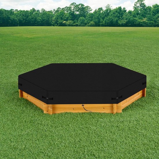 Sandkastenabdeckung - Sechseckig, 600d Oxford, Wasserdicht (schwarz 230x200x20cm)