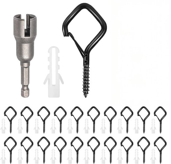 20 Schwarze Schraubhaken Sicherheits-schraubhaken Aus Edelstahl Hakenschrauben Schraubhaken Zum Aufhängen Von Topfpflanzen Lichterketten Und 6 X 3