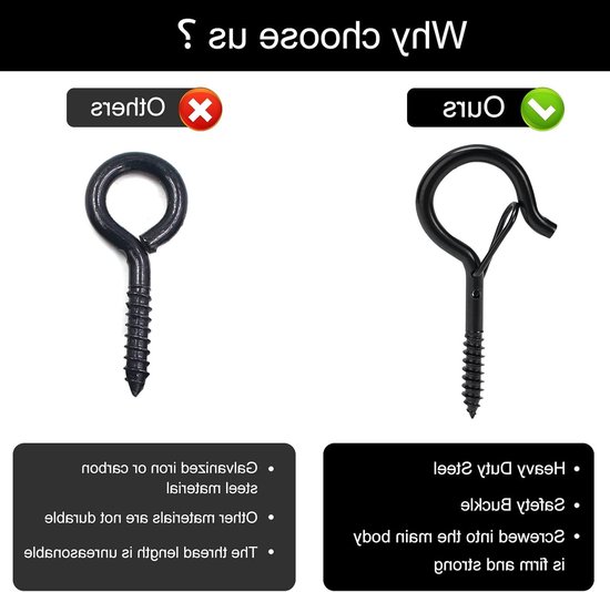 Allecto Plus – 12er-pack Schwarze Edelstahl-deckenhaken Zum Aufhängen Von Pflanzen – Stabile, Tragfähige Hängehaken