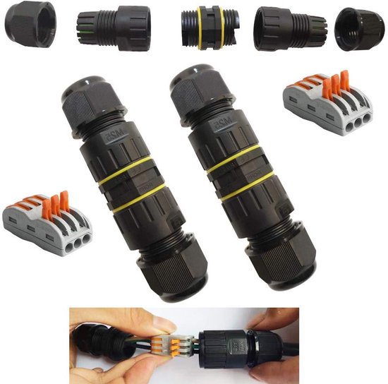 Allecto Plus Wasserdichter Verteilerkasten Für Kabelverbindungen Ip 68 2 Stück Schwarz 5-10 Mm Durchmesser Kabelschlauch Mit Anschlussklemmen