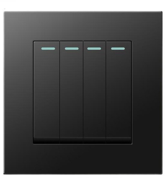 Lichtschalter – Sehr Einfache Verkabelung – Geeignet Für Schlafzimmer, Wohnzimmer, Badezimmer – Schwarz – 86 X 86 X 35 Mm