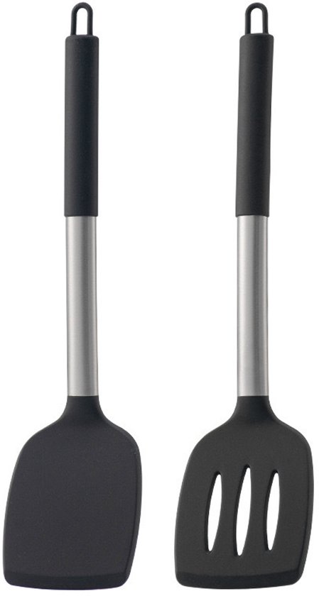 Set Mit 2 Silikonspateln – Antihaftbeschichtung – Hitzebeständig – Bpa-frei (schwarz)