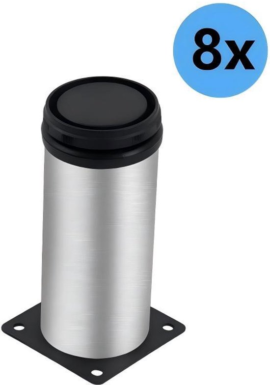 Runde, Verstellbare Metall-möbelfüße – 8 Stück – Höhenverstellbar 0–10 Mm – Geeignet Für Schrank-, Bett- Und Tischbeine – Schwarz – 50 X 120 Mm