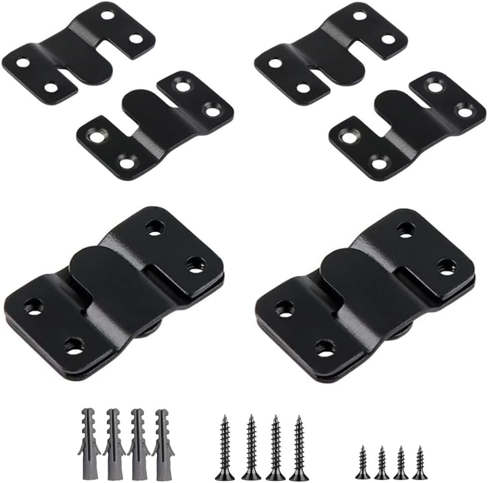Set Mit 8 Paaren (16 Stück) Versenkter Halterungen, Verdeckter Montagehalterung, Edelstahl-schnappaufhängung Für Bilderrahmen, Aufhängevorrichtung, Schwarz (44 Mm)