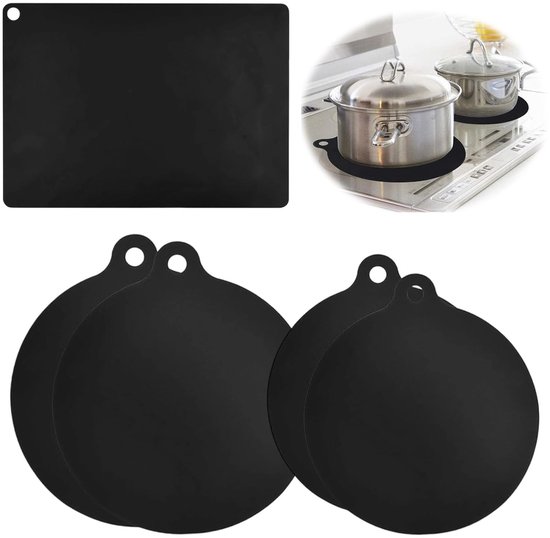 Dailygoods 5-teiliger Induktionsschutz Induktionsabdeckung Hitzebeständige Silikon-fiberglas-herdabdeckung Induktionsmatte Kratzschutz Für Rund