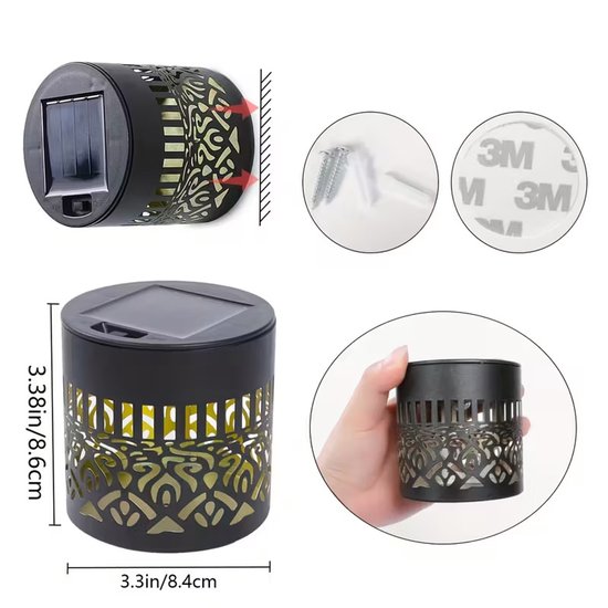 2er Set Solar Außenleuchten Solarlampe Gartenbeleuchtung Dekorative Solarbeleuchtung Led Gartenleuchten Für Terrassen Und Gärten Eisen Schwarz