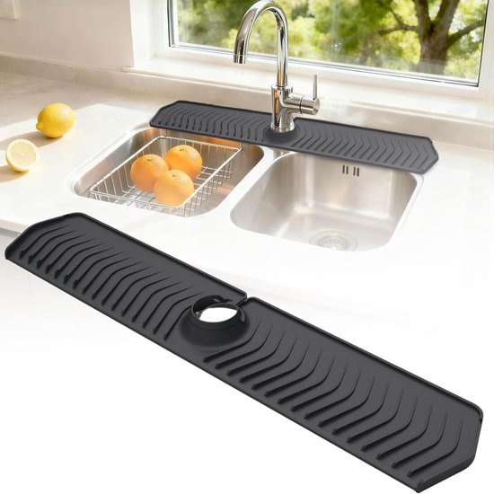 Silikon-wasserhahnmatte – Spritzschutz Für Küchenspülen – Schwarz