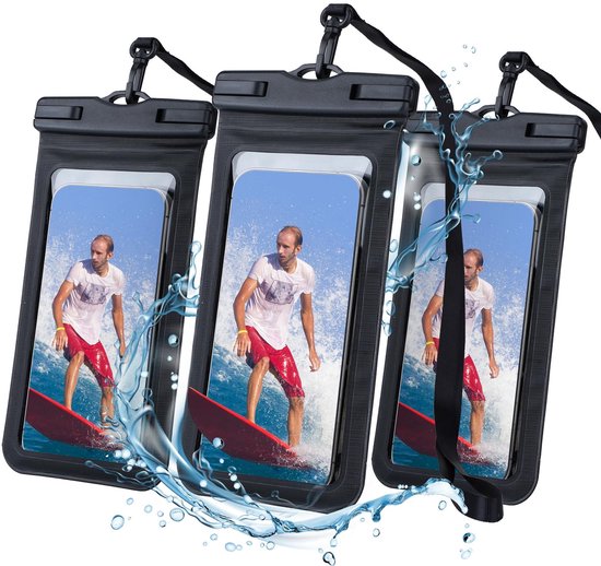 3-teiliges Set Schwarzer, Wasserdichter Ipx8-handyhüllen – Bis Zu 7,2 Zoll